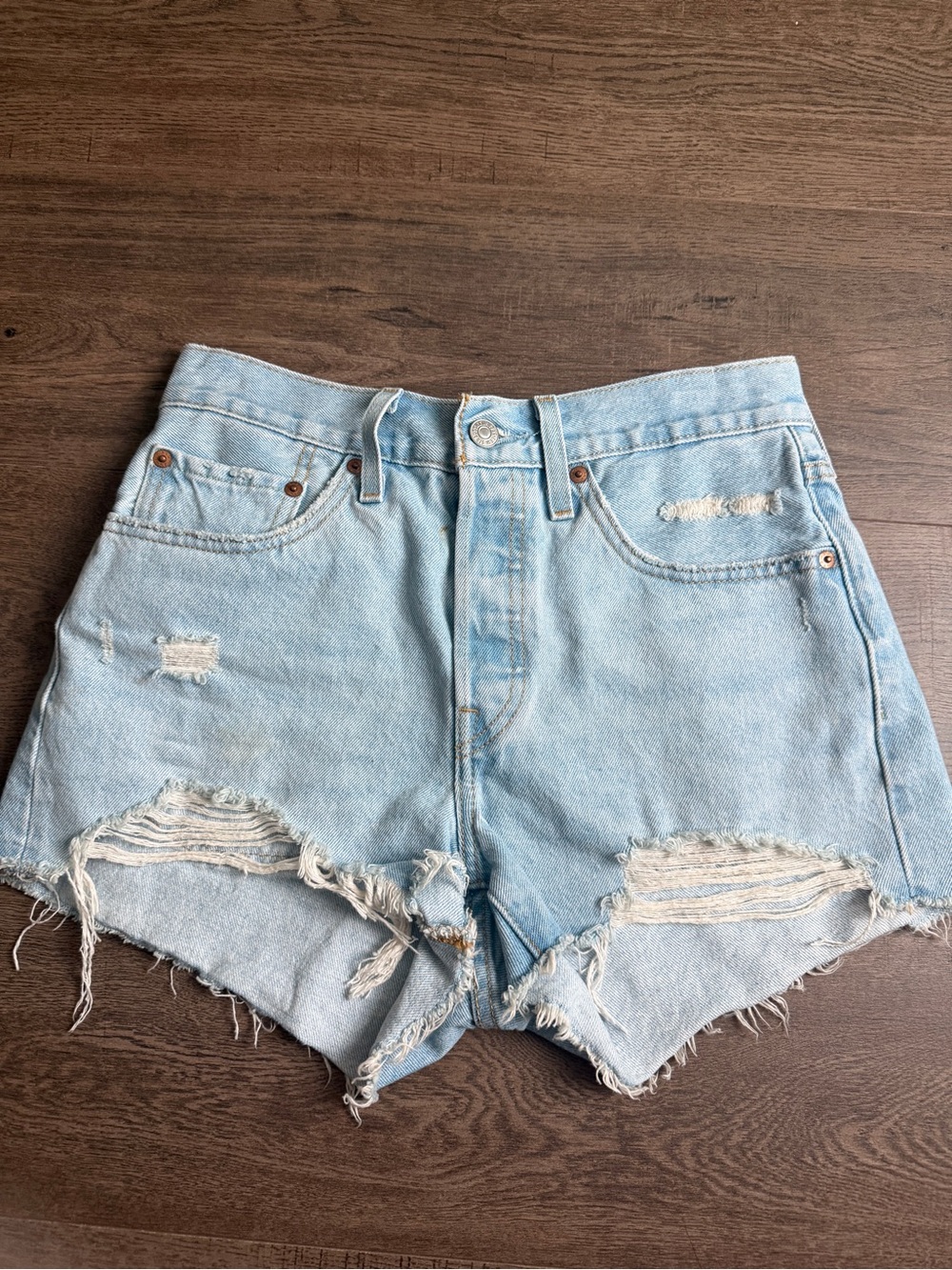 Levi's Light Blue Distressed Cutoff Jean Shorts